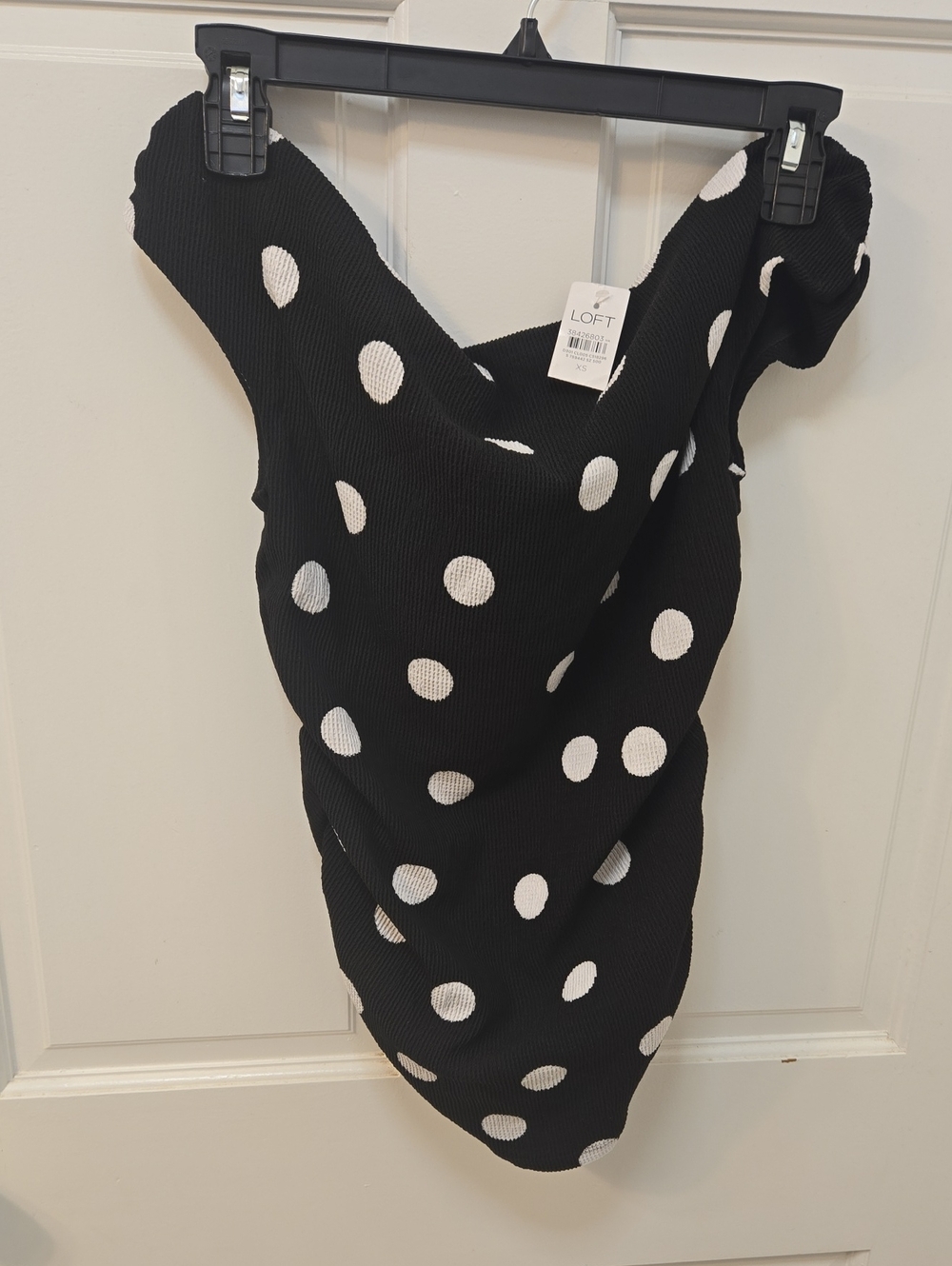LOFT Ruched Polka Dot Off-Shoulder Top